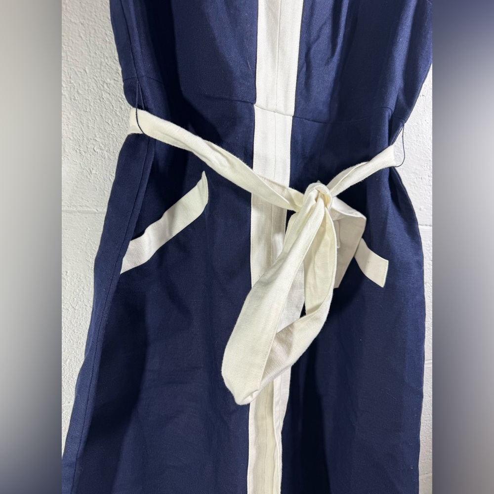 Boden Josie Dress in Navy Blue Classic Size 12 with Belt Pristine Condition - Picture 2 of 10